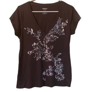 🎃2 for $15!🎃 Express v-neck tee sequin design